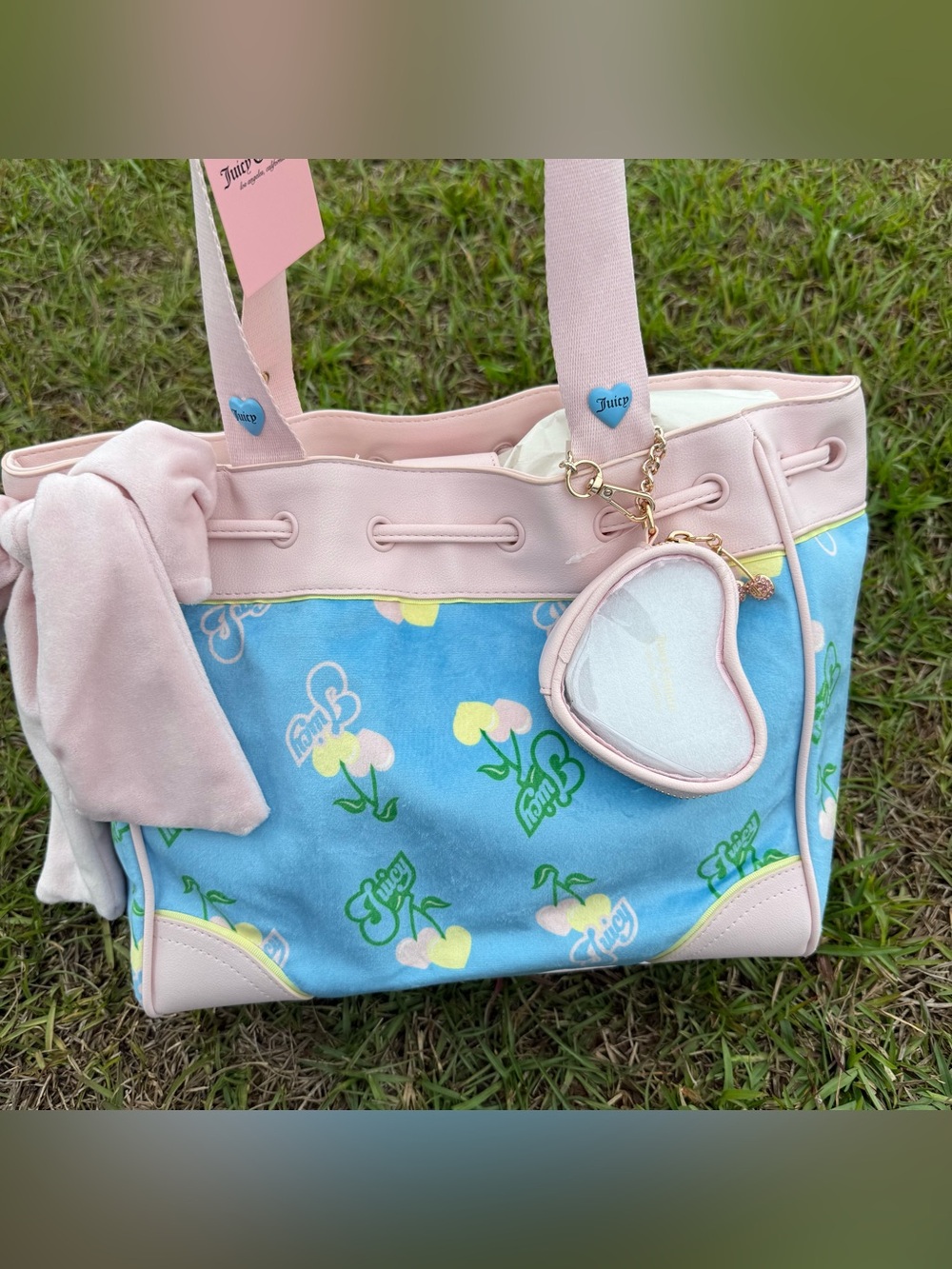 Juicy Couture "Cherry Gelato" Daydreamer tote bag in blue and pink nwt y2k
